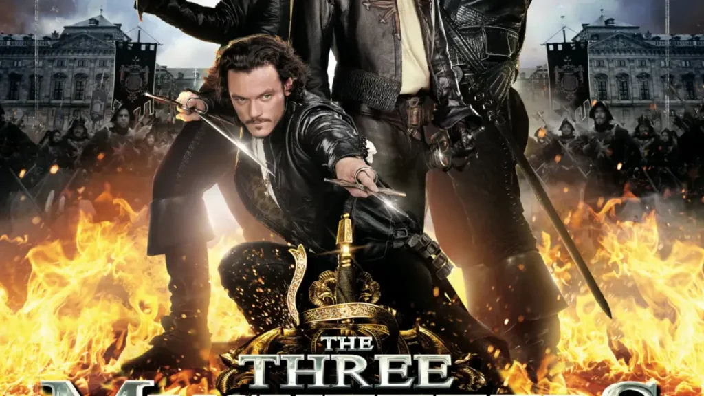 Poster de I tre moschettieri con i protagonisti armati di spada