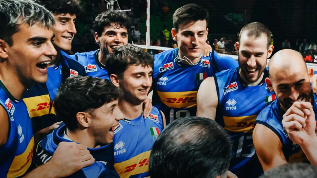 Le nazionali di Italia e Grecia durante una partita di pallavolo